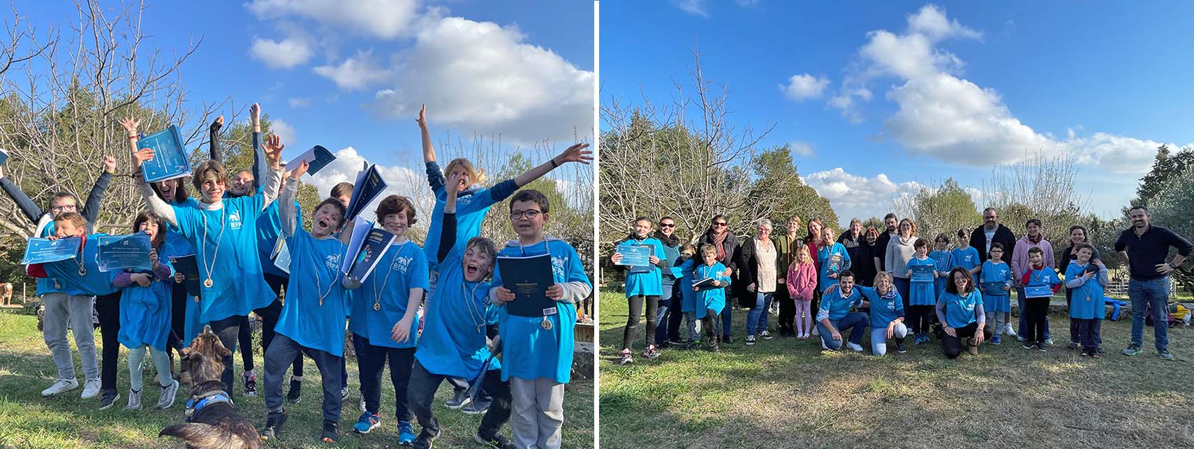 Les enfants heureux après leur programme d'activités à Montpellier