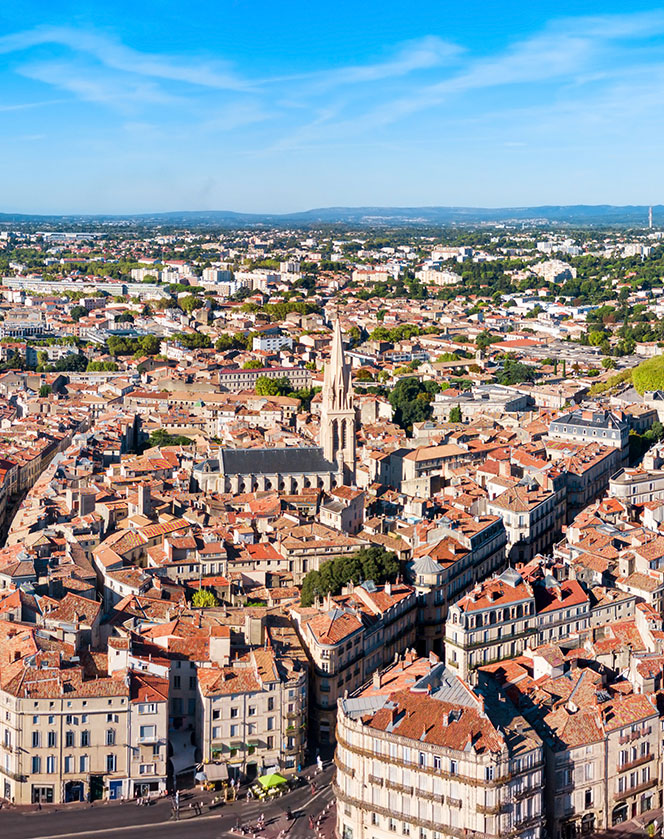 Centre-ville de Montpellier vue d'en haut